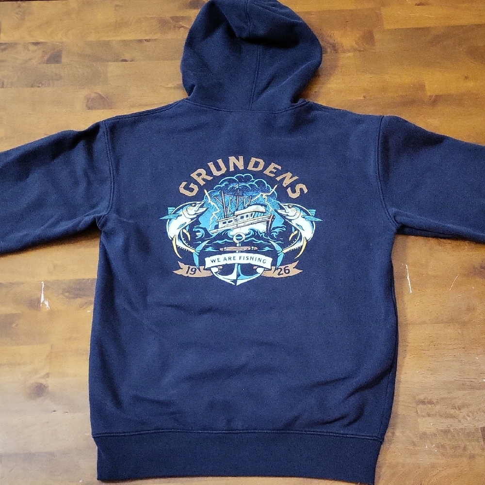 Grundens Mineral Dyed Black Hoodie/ Size Mens Small